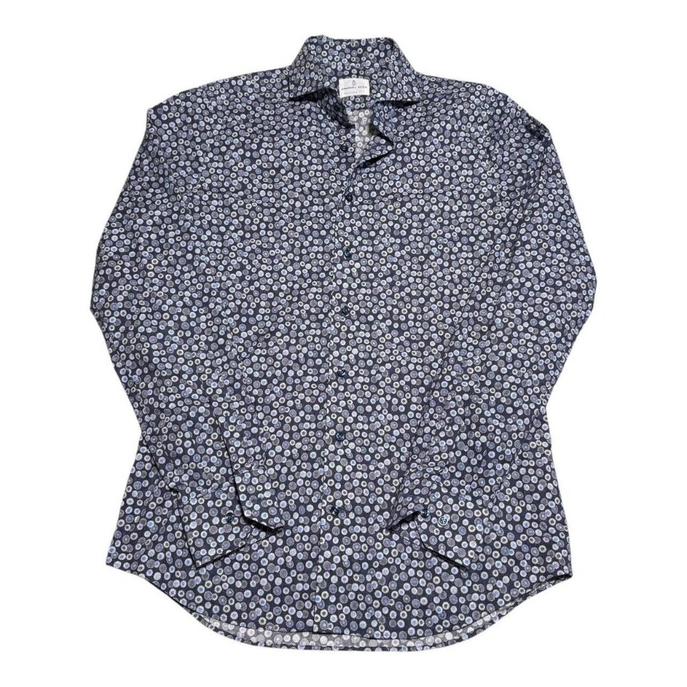 Emanuel Berg Modern Fit Geometric Patterned‎ Button Up Shirt Adult Medium 15 1/2